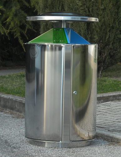 Edelstahl-Abfallbehälter - TRIO - Ferrinox - Stahlblech / Recyclingkunststoff / System