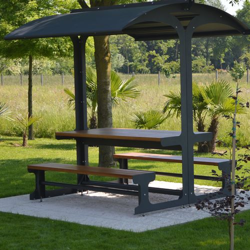 Moderner Picknicktisch - JAMBOREE - Ferrinox - Holz / Recyclingkunststoff / Metall