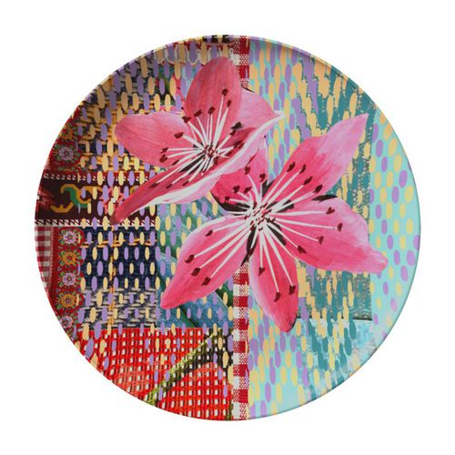 Flache-Teller - JUICY - MIHO UNEXPECTED THING - rund / Melamin / Blumenmotiv