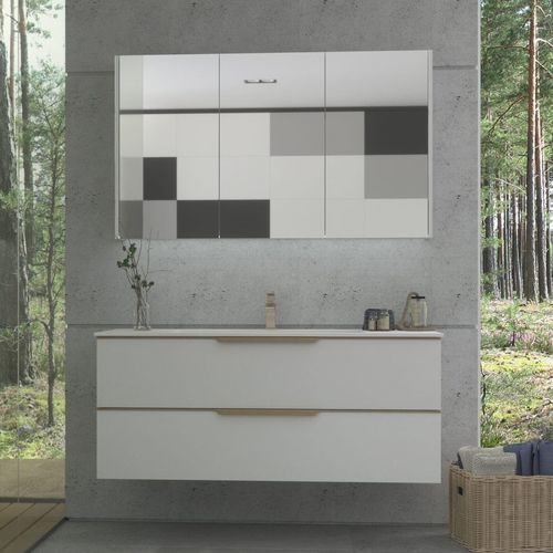 Doppelter Waschtisch-Unterschrank - AMBER - UAB KAME - wandhängend / MDF / Corian®