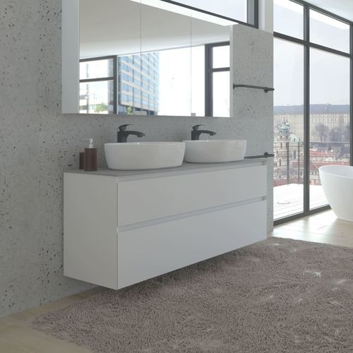 Doppelter Waschtisch-Unterschrank - LOFT - UAB KAME - wandhängend / MDF / Corian®