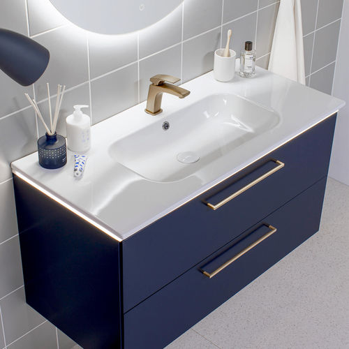 Doppelter Waschtisch-Unterschrank - NATURA COLOUR - UAB KAME - wandhängend / MDF / Keramik
