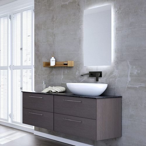Wandhängender Waschtisch-Unterschrank - NATURA - UAB KAME - Holzfurnier / Keramik / modern