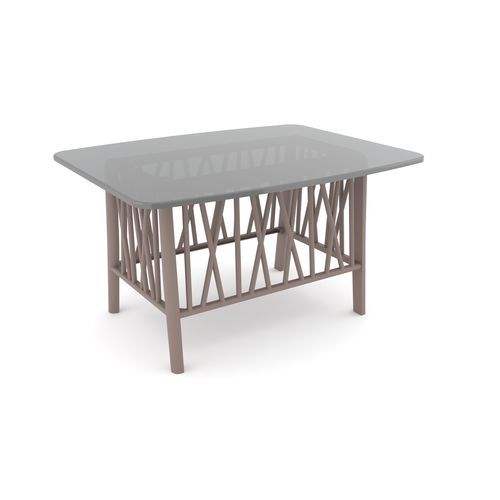 Moderner Couchtisch - Gala  - YÜCEL OUTDOOR FURNİTURE  - Glas / Gestell aus Polyethylen / rechteckig