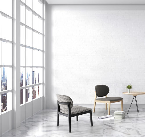 Moderner Kaminsessel - PAOLA - Casual Home & Contract - Stoff / Buche / grau