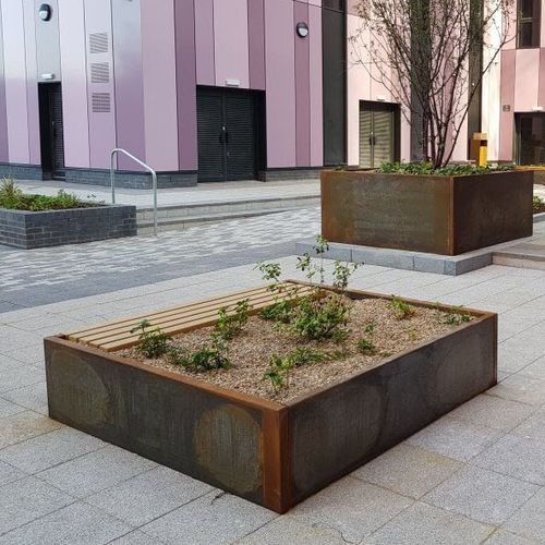 COR-TEN®-Stahl-Pflanzkübel - THIRLMERE  - LOGIC STREET & PARK FURNITURE - rechteckig / quadratisch / modulierbar