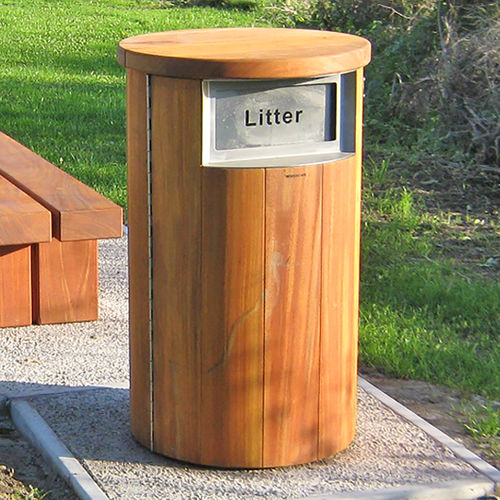 Park-Abfallbehälter - LBR 90 - Woodscape. - Holz / mit Deckel / modern