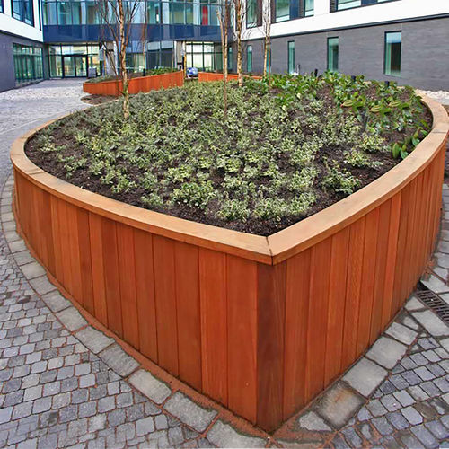 Holz-Pflanzkübel - PANEL - Woodscape. - rechteckig / modern / für öffentliche Bereiche