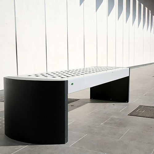 Moderne Bank für den öffentlichen Raum - TRAU - Woodscape. - galvanisiertem Stahl / Beton / Granit