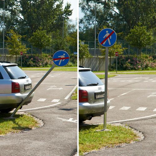 Mast für Verkehrszeichen - Augustaflex  - SAEDI Ltd - Stahl / elastisch / für Parkplätze