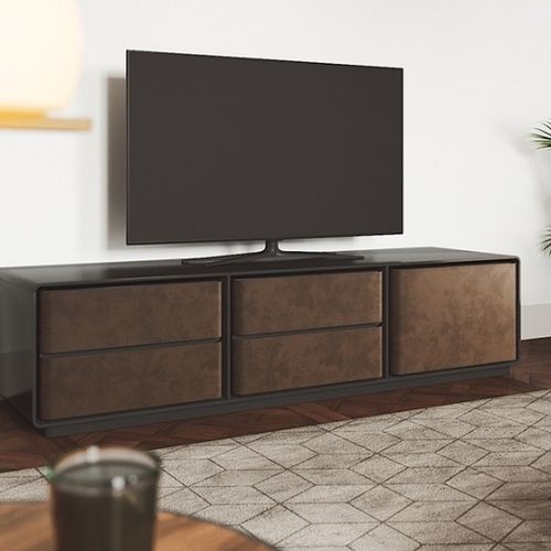 Moderner TV-Ständer - BRANDEN - Praddy Unipessoal lda - mit Halterung für DVD-Player / aus lackiertem Stahl / für Privatgebrauch