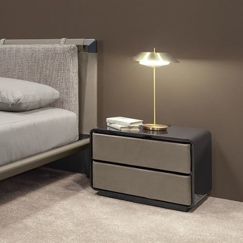 Moderner Nachttisch - BRANDEN II - Praddy Unipessoal lda - Leder / Gestell aus Holz / rund