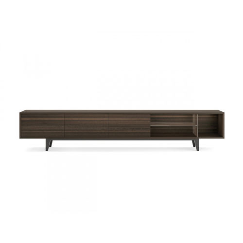 Moderner TV-Ständer - CHICAGO - Praddy Unipessoal lda - mit Regal / Glas / Holzfurnier
