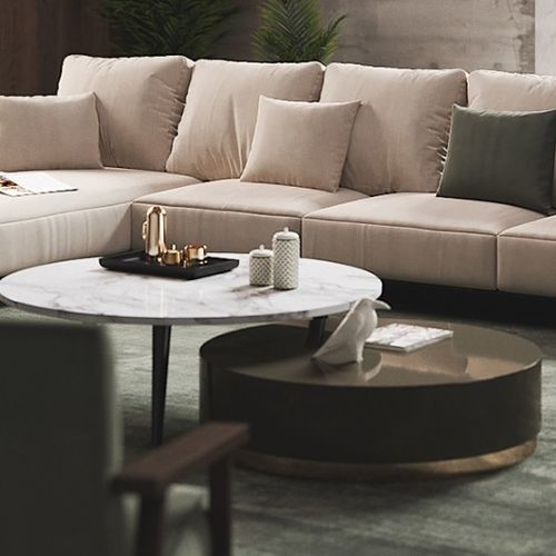 Moderner Couchtisch - MAGIC - Praddy Unipessoal lda - Marmor / Gestell aus Metall / rund