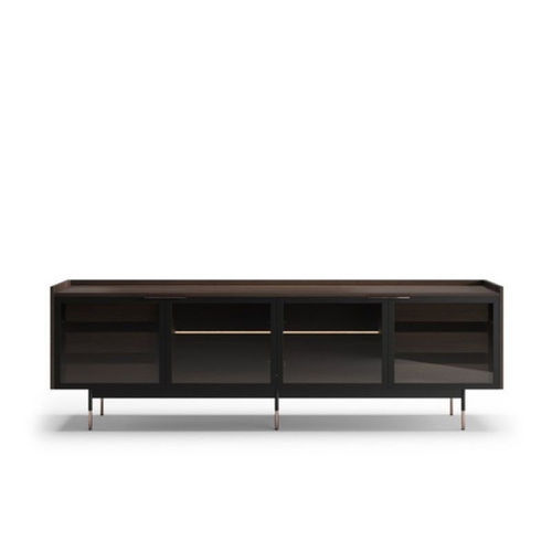 Sideboard / minimalistisches Design - BATON - Praddy Unipessoal lda - Edelstahl / Eukalyptusholz / schwarz