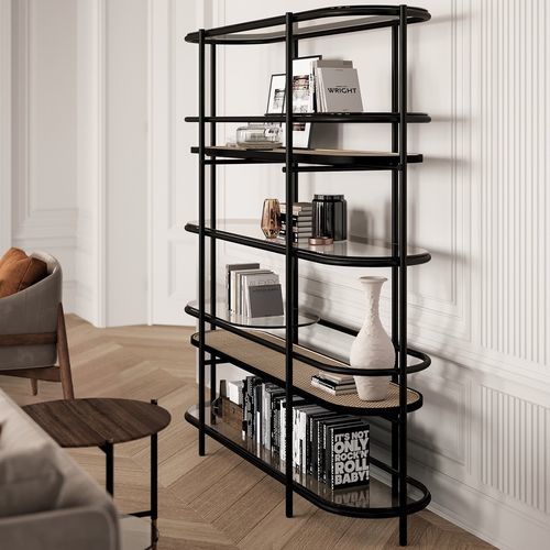 Modernes Bücherregal - CELLO - Praddy Unipessoal lda - Metall / Rattan / mit Stauraum
