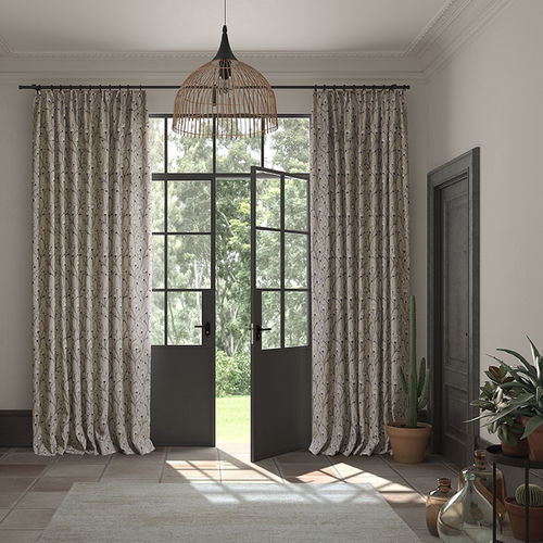 Vorhangstoff - COAST : RAVELLO  - WIND - Blumenmotive / Polyester / Leinen