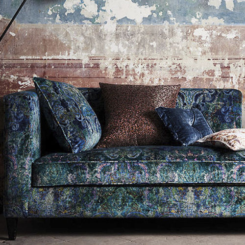 Möbelstoff - HERBARIA : MAROQUE - BLACK EDITION - Damast-Motiv / Baumwolle / Viskose
