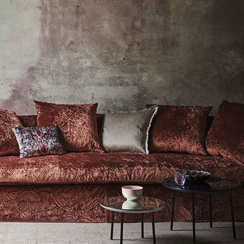 Möbelstoff - HERBARIA : ERBUSCO - BLACK EDITION - Damast-Motiv / Polyester / Baumwolle