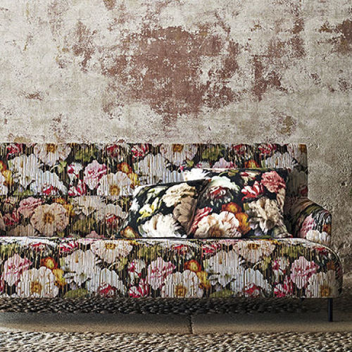 Möbelstoff - KALEIDO : HERBARIA JACQUARD - BLACK EDITION - Blumenmotive / Polyester / Viskose