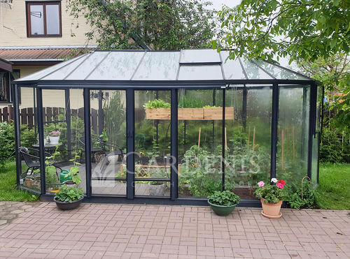 Gewächshaus für Hobbygärten - OVALIA - GARDENIS UAB - einkuppelig / Aluminiumstruktur / Glas