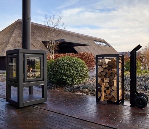 Kamin für Außenbereich - QUARUBA BLACK - RB73 - Holz / bodenstehend / bodenstehend