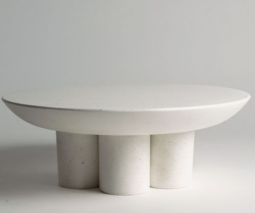 Moderner Beistelltisch - PILLAR - ALENTES - Kunststein / Gestell aus rekonstruiertem Stein / rund
