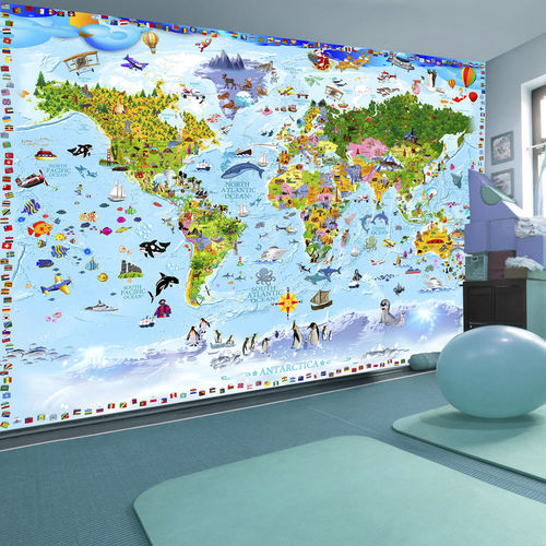 Moderne Tapete -  WORLD - WALL DESIGNERS - Kartenmotiv / 3D-Effekt / für Kinderzimmer