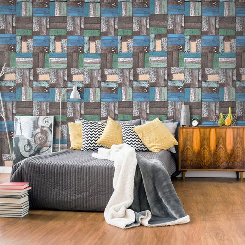 Moderne Tapete - COLOURFUL FROLIC - WALL DESIGNERS - Motiv / Holzoptik / Vlies