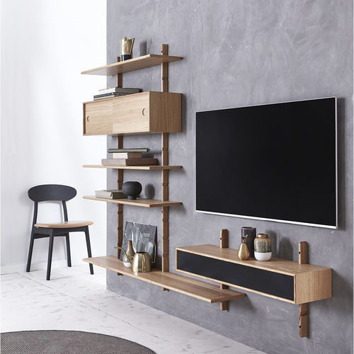 Moderne Wohnwand - MOORE - PBJ Design House - Eiche / Nussbaum