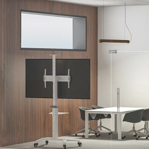 Moderner TV-Ständer - TT12 - LUMI LEGEND CORP. - mit Rollen / Aluminium / für Gewerbegebrauch