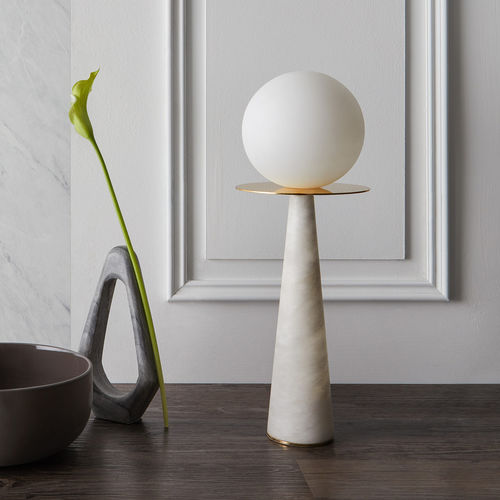 Tischlampe - HALO - Heathfield and Comapny - poliertes Messing / Opalglas / modern
