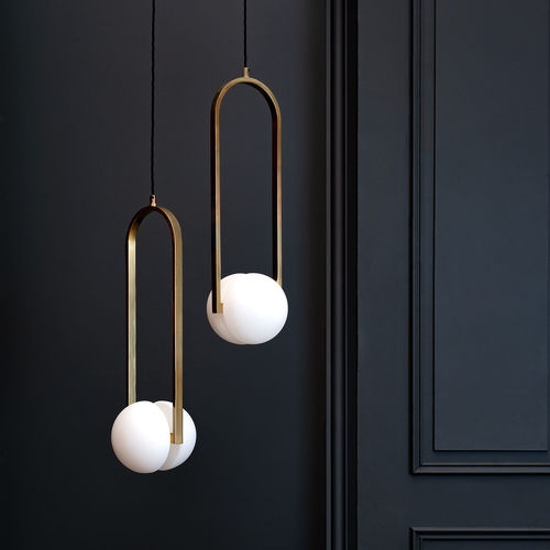 Hängelampe - AUDREY - Heathfield and Comapny - Messing / Opalglas / modern