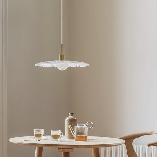 Hängelampe - COSMO WHITE & SATIN - Heathfield and Comapny - Messing / Glas / modern