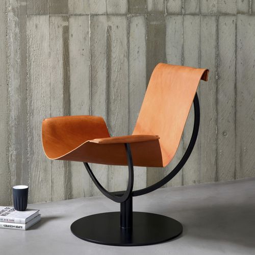 Moderner Sessel - ARCH - favius - Leder / pulverbeschichteter Stahl / schwarz