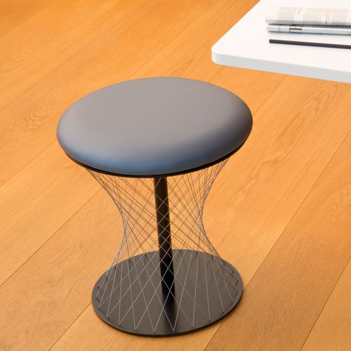Moderner Hocker - NETWORK - favius - Leder / Gestell aus pulverbeschichtetem Stahl / mit Mittelfuß