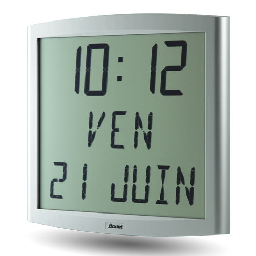Moderne Uhr - CRISTALYS : DATE - Bodet Time - wandmontiert / mit LCD-Digitalanzeige / für öffentliche Bereiche
