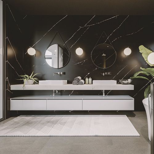 Kunststein-Fliesen - SERENITY POETIC BLACK - Technistone a.s. - matt / für Badezimmer / Wand