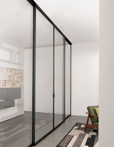 Schiebetrennwand - QUADRA - ALBED - mit Glasfront / mit Doppelverglasung / Aluminium