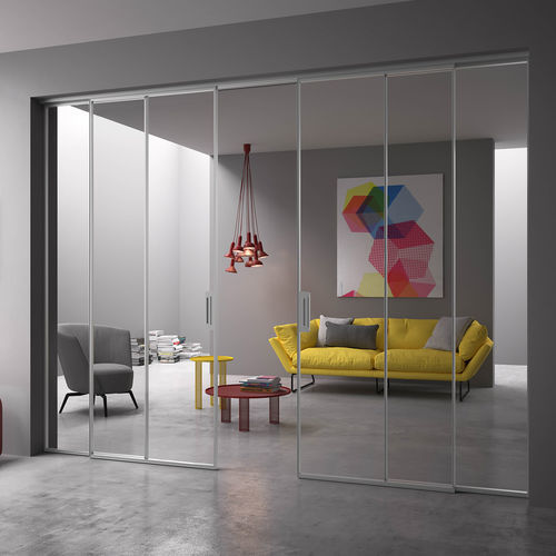 Tür für Innenbereich - RI-TRAIT - ALBED - Holz / anodisiertes Aluminium / Schiebe