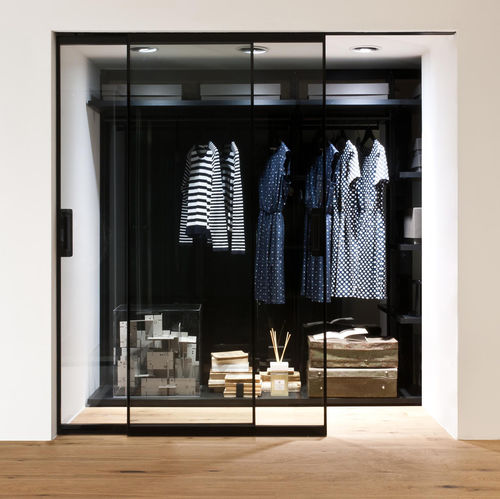 Tür für Einbauschrank / für Innenbereich - RI-TRAIT - ALBED - Holz / anodisiertes Aluminium / mit Sicherheitsglas