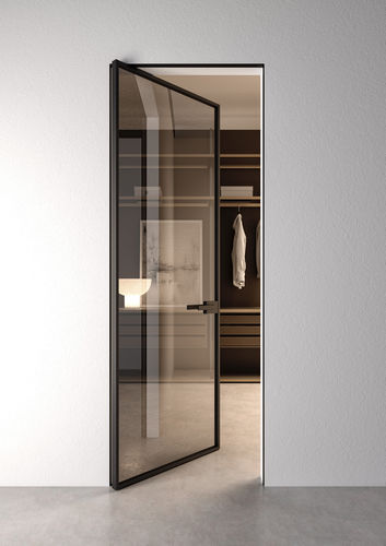 Tür für Innenbereich - PRIMA  - ALBED - Aluminium / mit Sicherheitsglas / mit seitlicher Drehachse
