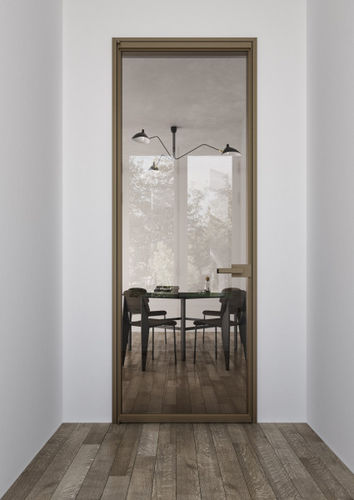 Tür für Innenbereich - QUADRA - ALBED - Aluminium / mit Sicherheitsglas / Schiebe