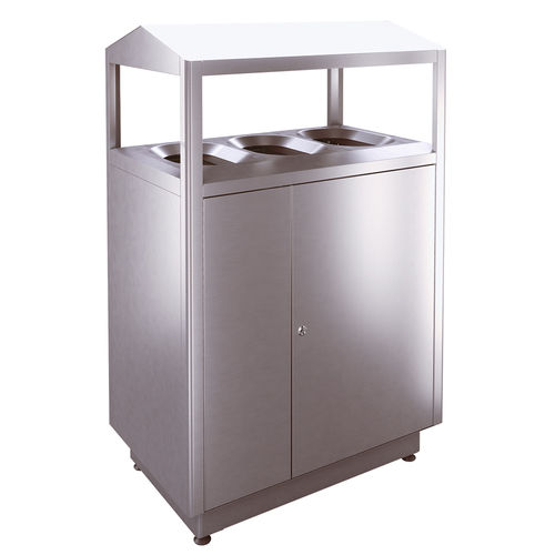 Park-Abfallbehälter - S300D - AUWEKO GmbH - System / Edelstahl / gebürsteter Edelstahl