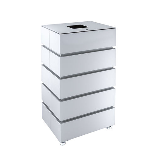 Abfallbehälter / galvanisiertem Stahl - Quadro-Terra - AUWEKO GmbH - Edelstahl / gebürsteter Edelstahl / für Außenbereich