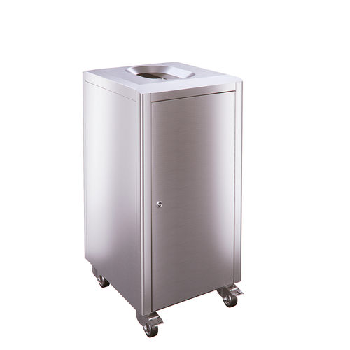 Hygienischer Abfallbehälter - SKYLINE S150R - AUWEKO GmbH - gebürsteter Edelstahl / mit Rollen / ohne Deckel