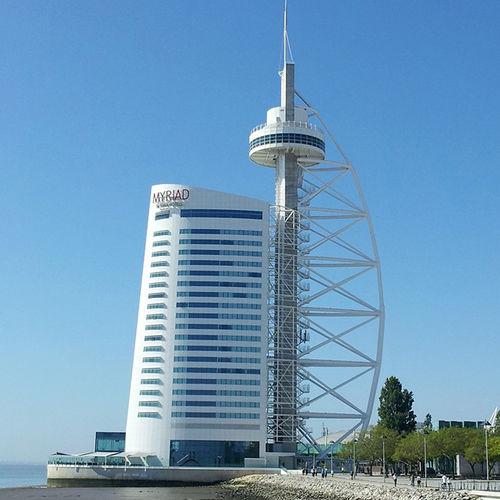 Paneel-Vorhangfassade - HOTEL MYRIAD LISBOA - ALUCOBOND - Aluminium / Verbundwerkstoff / Dekor