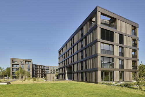 Verbundplatte für Fassadenverkleidung - Residential building Grünmatt - ALUCOBOND - für Fassadenverkleidung / Aluminium / satinierte Oberfläche