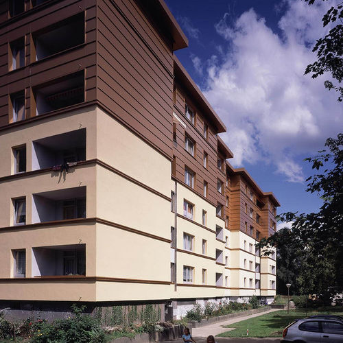 Paneel-Fassadenverkleidung - MODERNISATION SCHARNHORST HOUSING UNITS - ALUCOBOND - Aluminium / Verbundwerkstoff / zum Einrasten