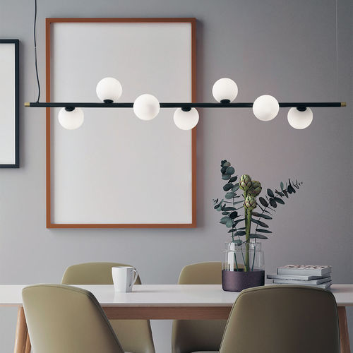 Hängelampe - POMÌ - Miloox - gebürstetes Messing / geblasenes Glas / modern